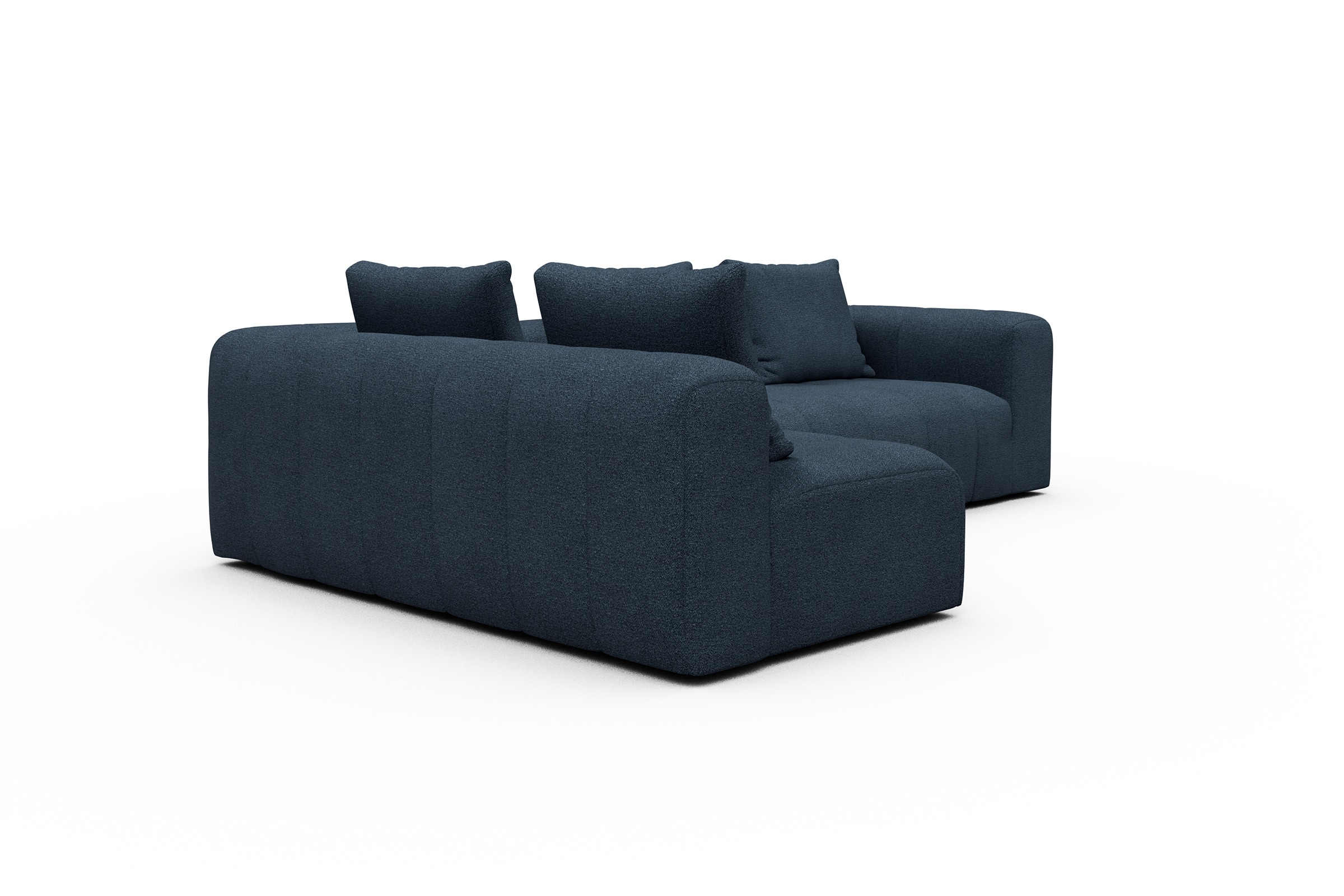 Ecksofa Hugo 2x 2,5-Sitzer Armlehne rechts Boucle-Blue