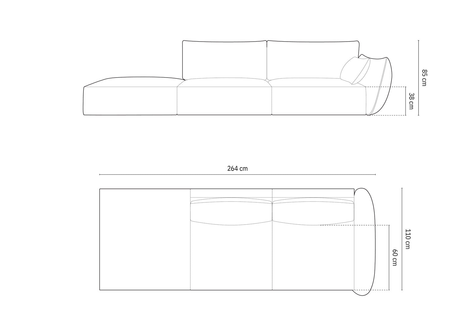 Micadoni Sofa Kaelle 4-Sitzer Links Samt Bluvel Helles Beige