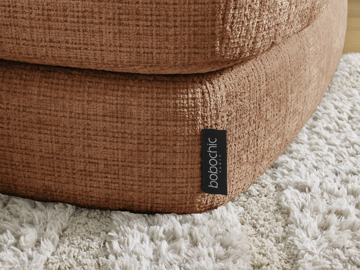 Bobochic Leonore Sofa 3-Sitzer mit Pouf Strukturstoff Orange