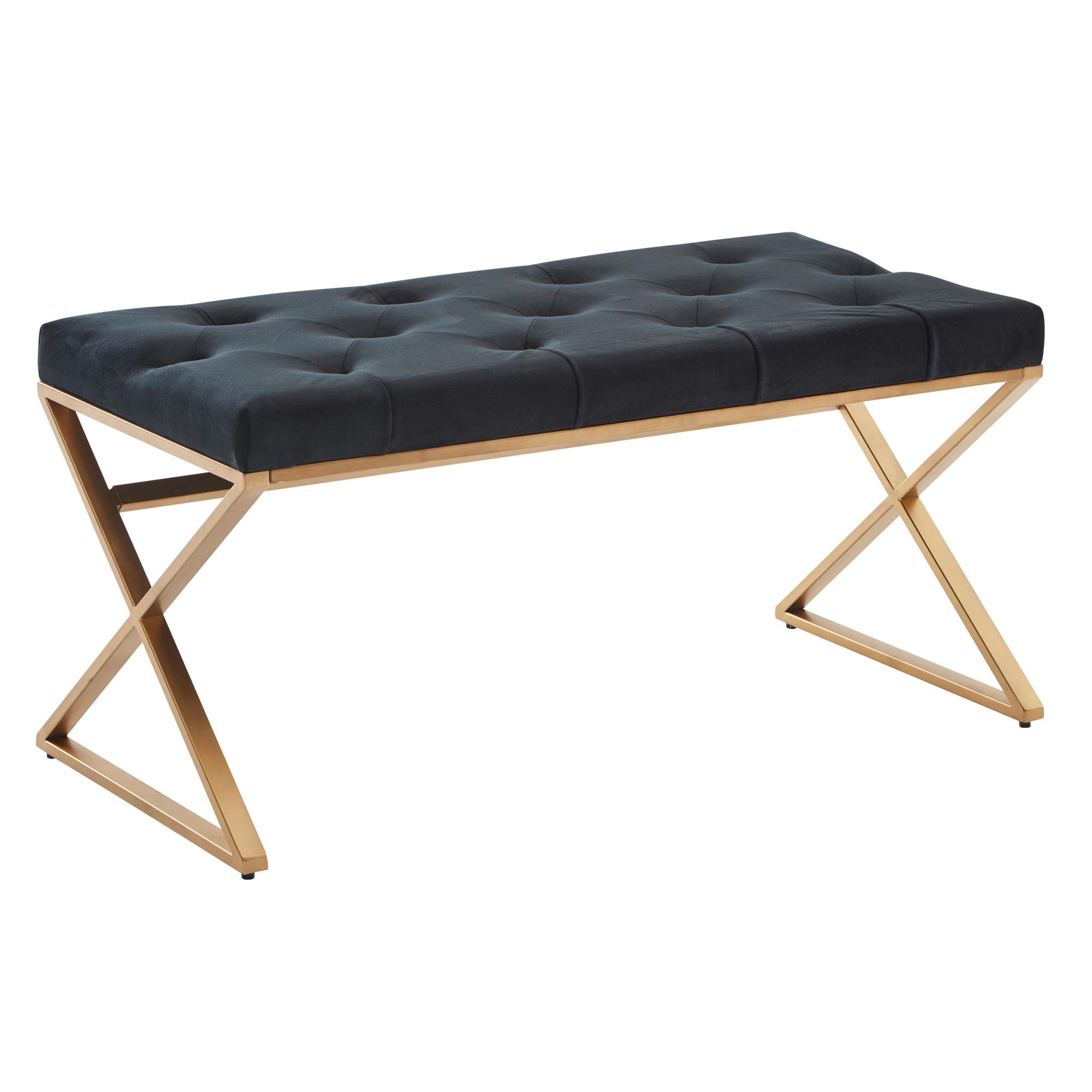 Polsterbank Sudureyri Samt Schwarz 90 × 44 × 46 cm
