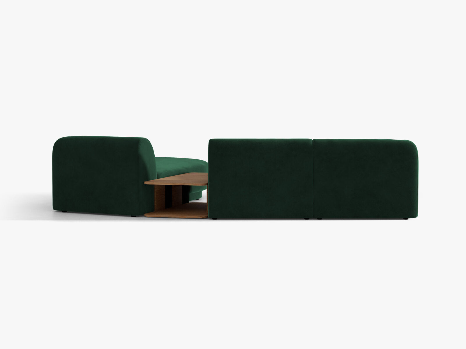 Micadoni Modulares Sofa Miley mit Recamiere 3-Sitzer Rechts Samt Bluvel Flaschengrün