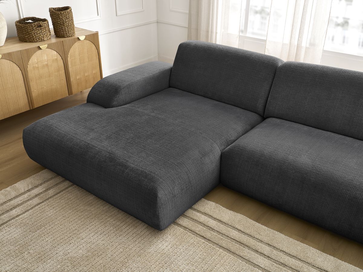 Bobochic Sirius Ecksofa 300 × 170 cm Strukturstoff Schwarz Ecke links