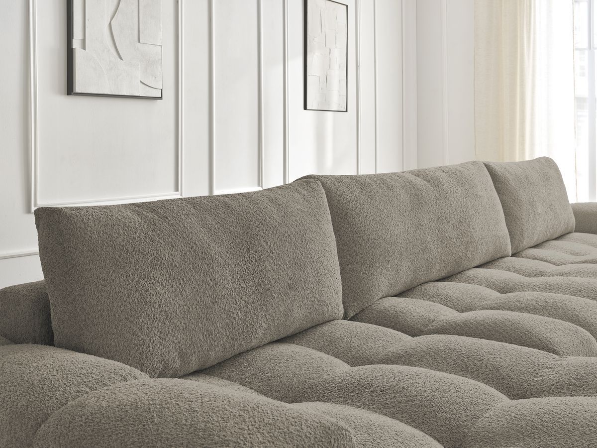 Bobochic Anakin Wohnlandschaft, 3 Kissen Bouclé-Stoff Taupe