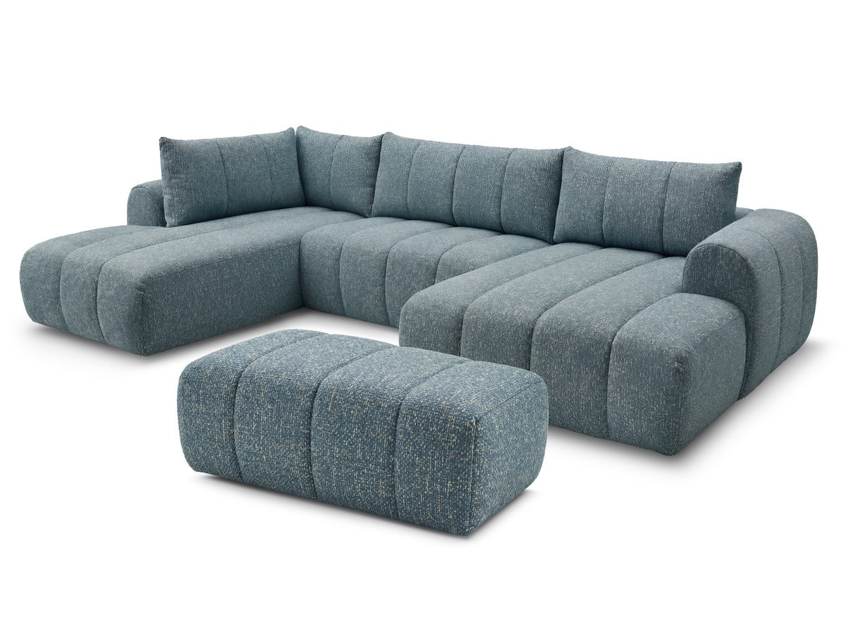 Bobochic Nesty Wohnlandschaft mit Pouf Melange-Stoff Blau Ecke rechts