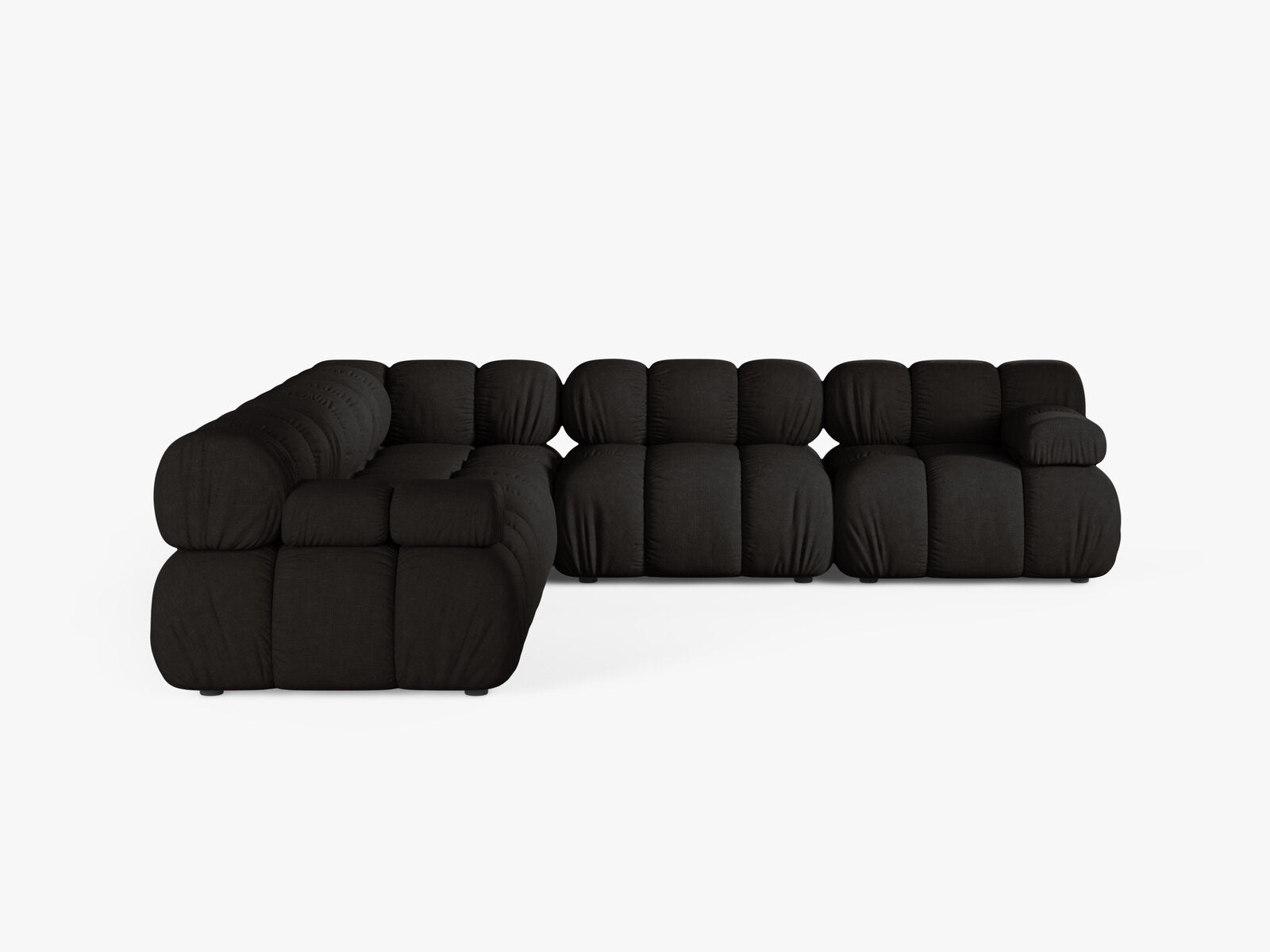 Micadoni Symmetrisches Ecksofa Bellis 5-Sitzer Strukturierter Stoff Liberty Schwarz