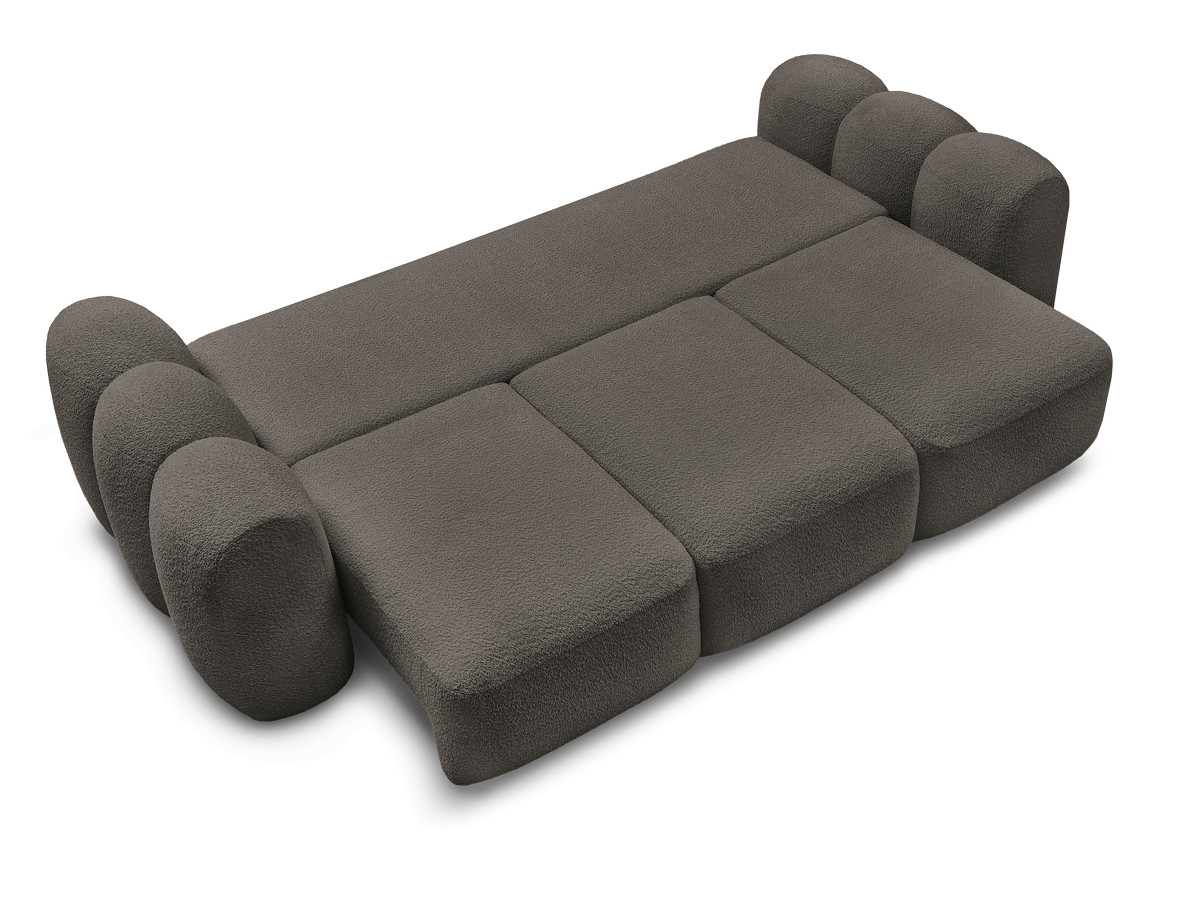 Bobochic Montaigne Schlafsofa 3-Sitzer mit Bettkasten Bouclé-Stoff Braun