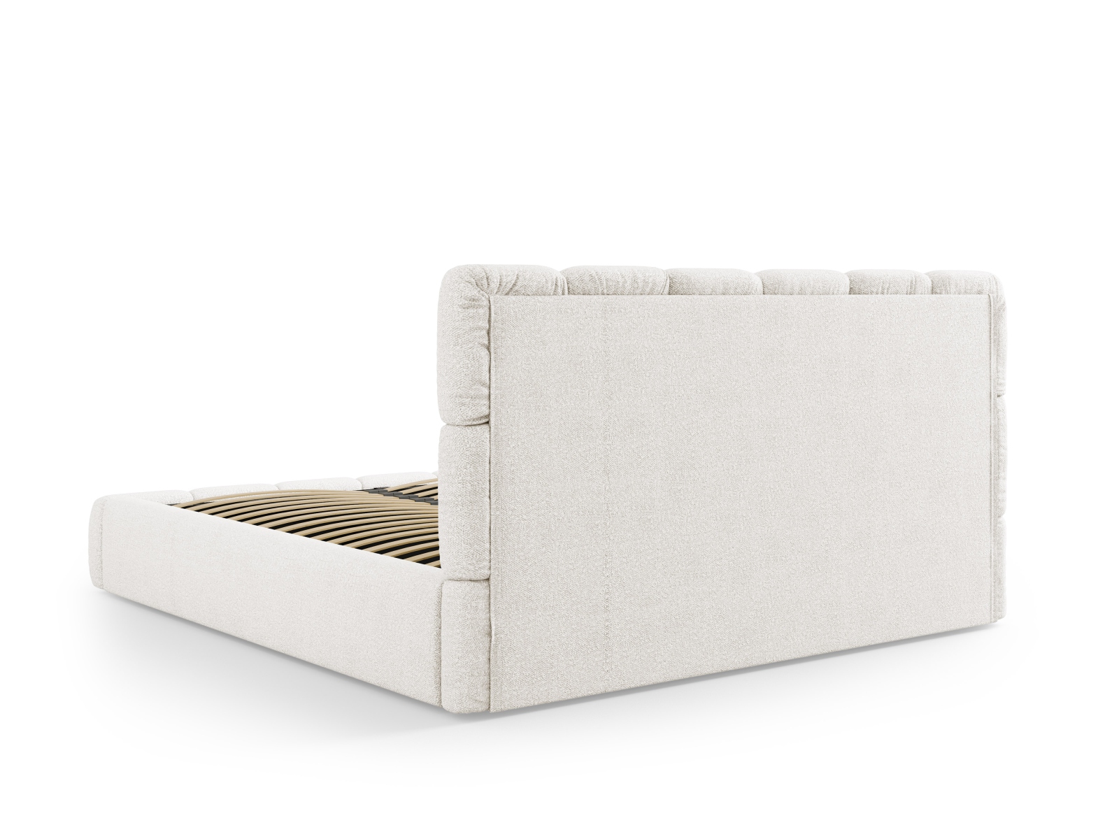 Micadoni Stauraumbett mit Kopfteil Bellis Boucle Baloo Weiß 140x200