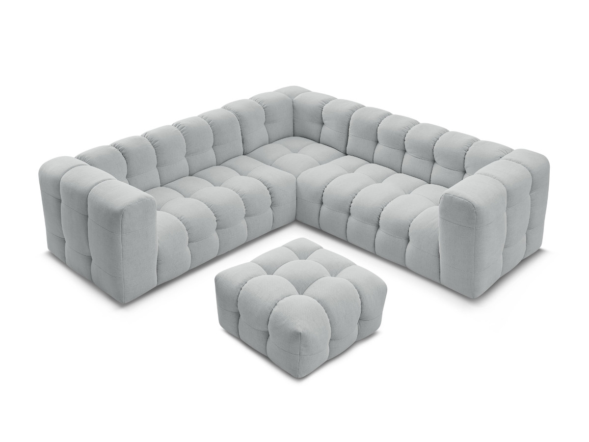Bobochic Cloud Ecksofa mit Pouf 268 × 110 cm Stoff Hellgrau