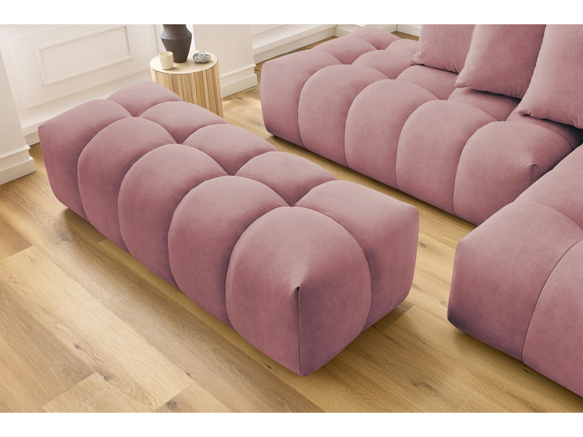 Bobochic Mont-blanc Ecksofa mit Pouf Samt Rosa Ecke rechts