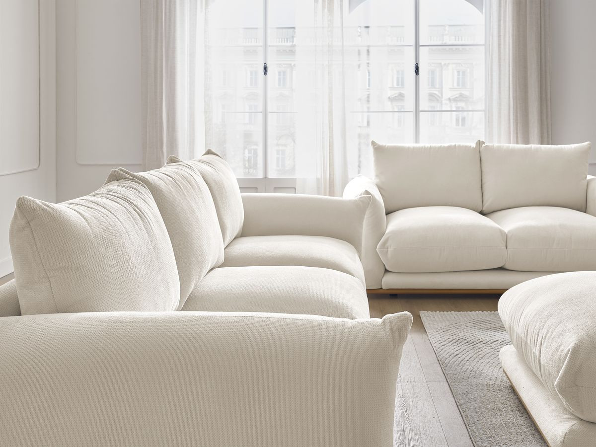 Bobochic Ernest Sofa 6-Sitzer mit Pouf Stoff Beige