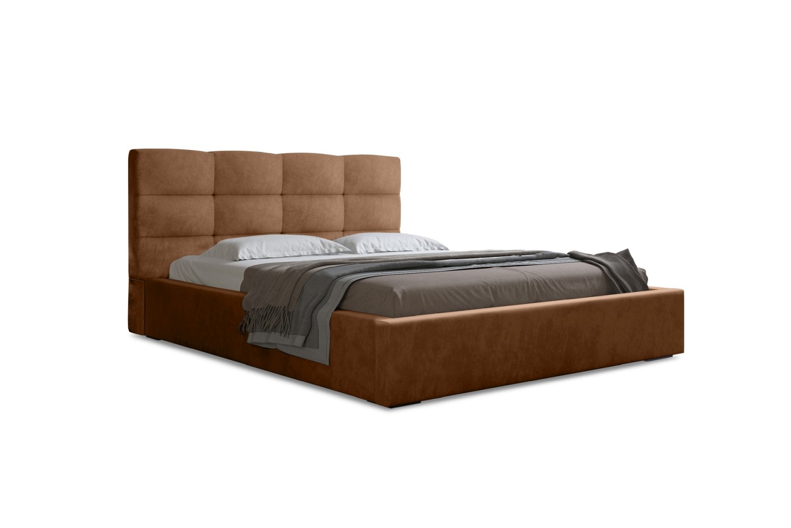 Polsterbett Navo Samtstoff 180x200 mit Metallrahmen Macau Terra