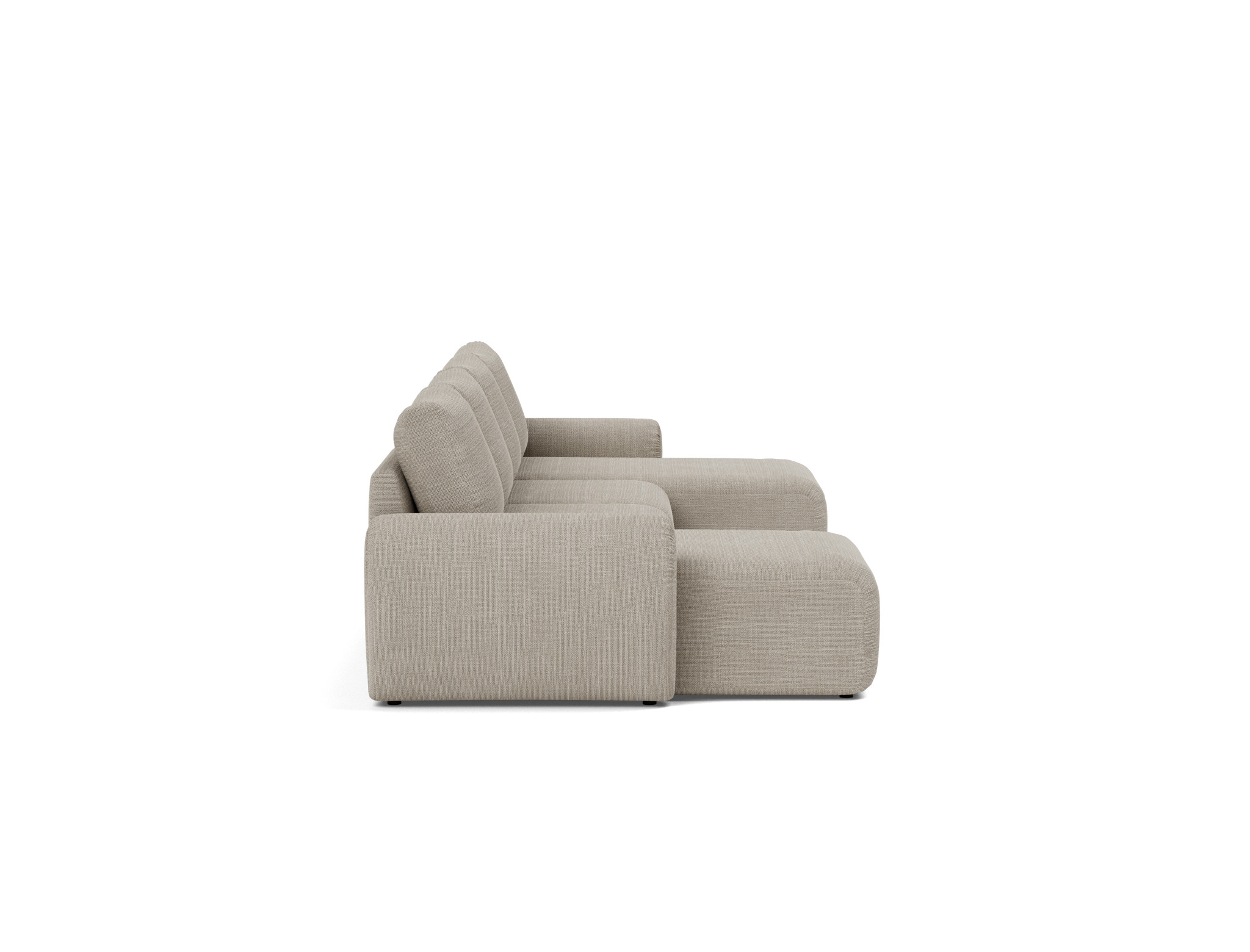 Schlafsofa Norum U-Form mit Curve-Armlehnen Strukturierter Stoff Kenya 579-Gravel