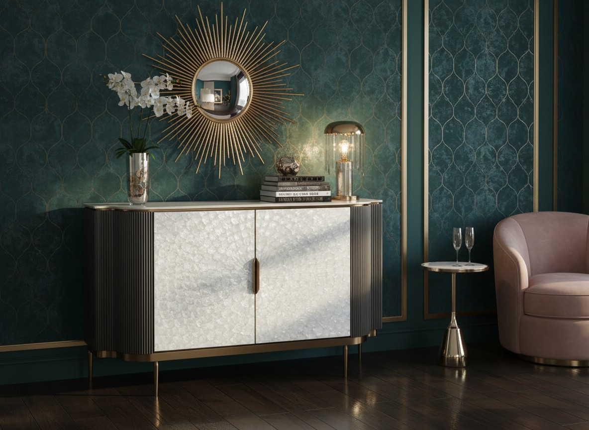 Livin Hill Sideboard Stilig 150 cm Dunkelgraphit, Platte Weiß