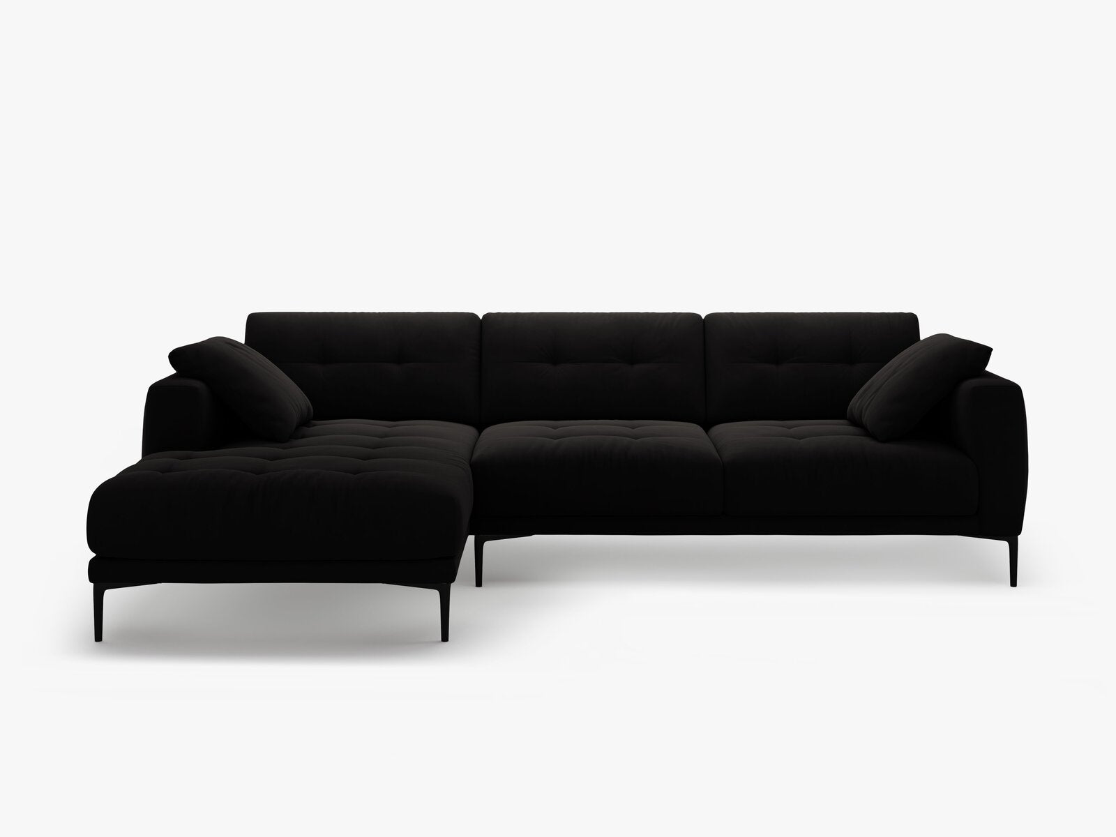 Micadoni Ecksofa Bemy 3-Sitzer Links Samt Schwarz