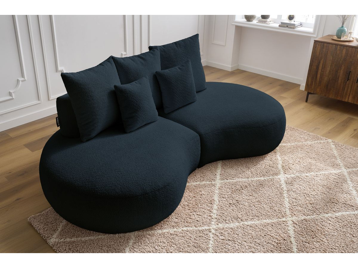 Bobochic Saint-germain Sofa 3-Sitzer Bouclé-Stoff Dunkelblau