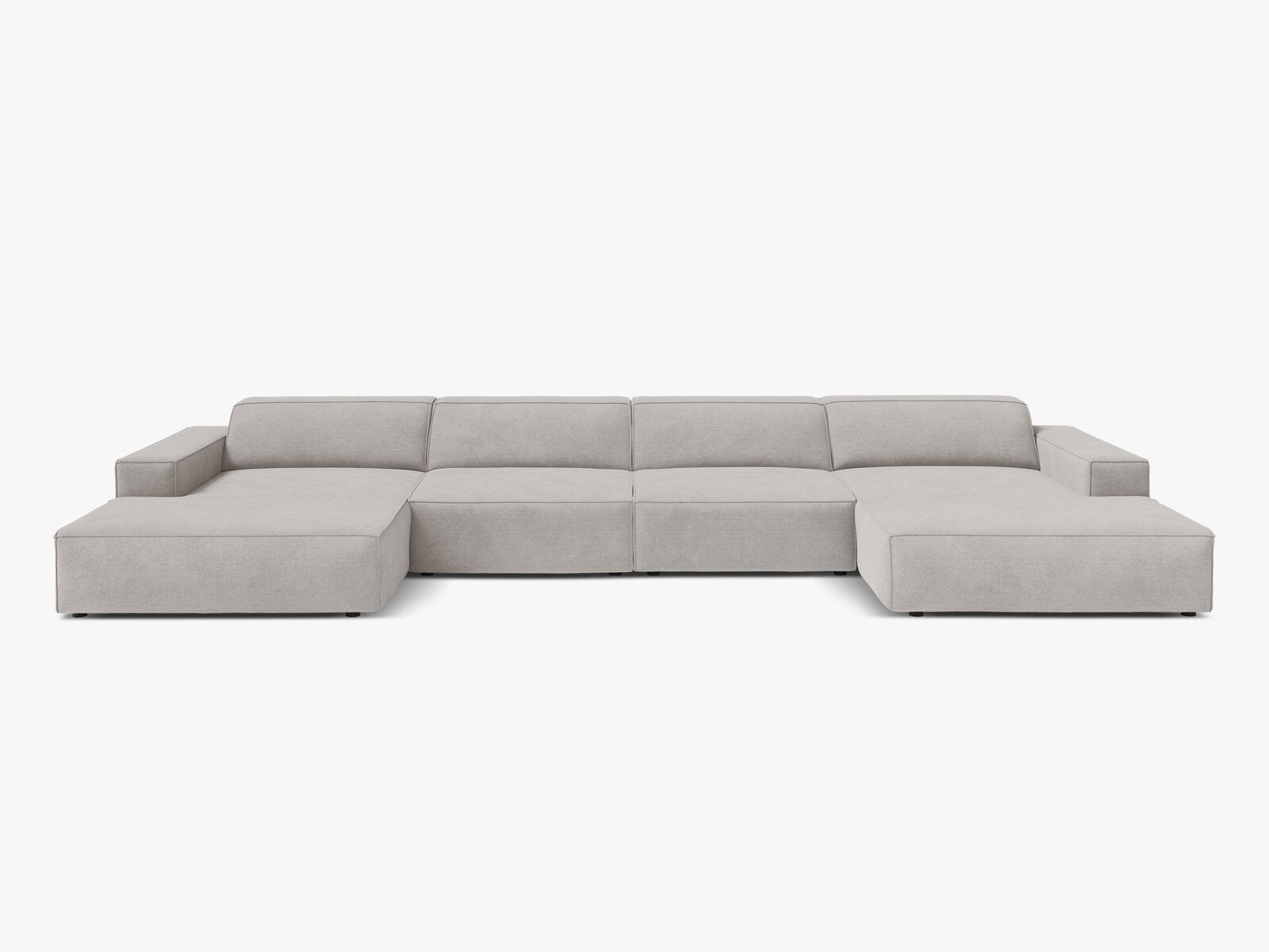 Micadoni Panorama-Sofa Jodie 6-Sitzer Strukturierter Stoff Liberty Hellgrau