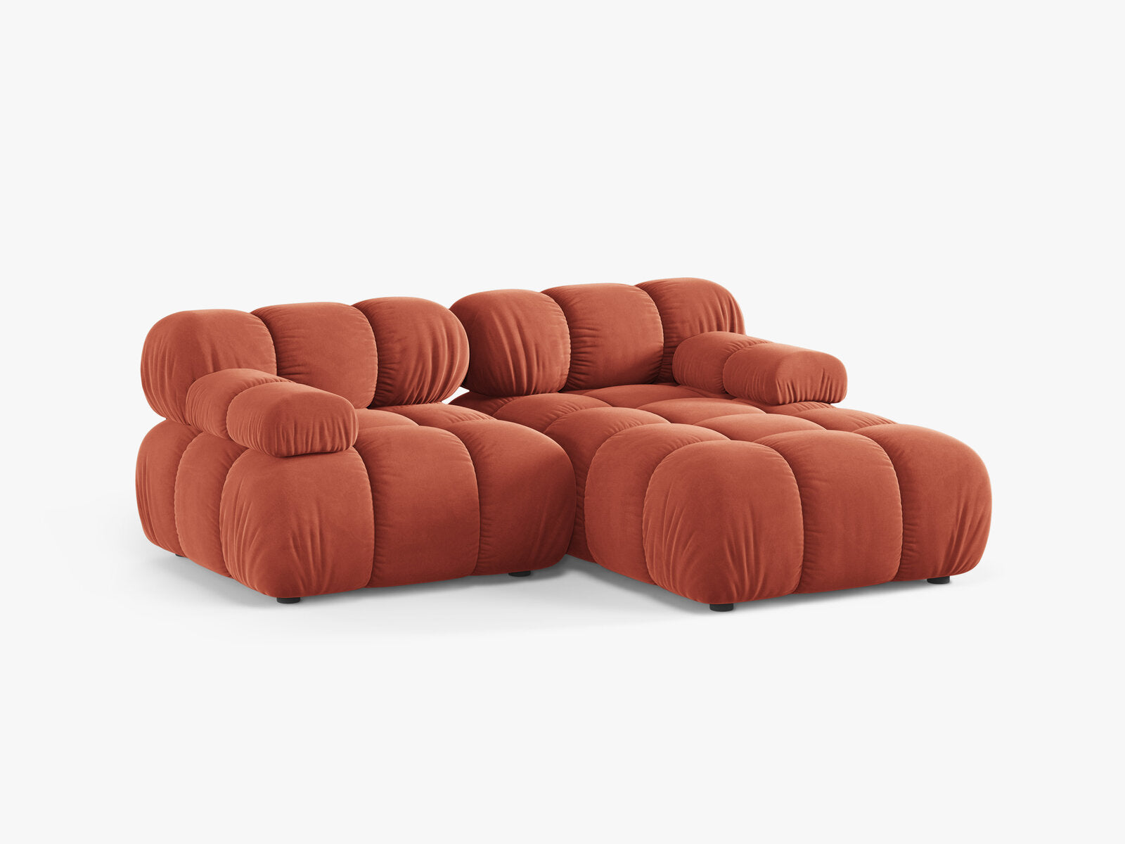Micadoni Modulares Ecksofa Bellis 3-Sitzer Rechts Samt Venus Koralle