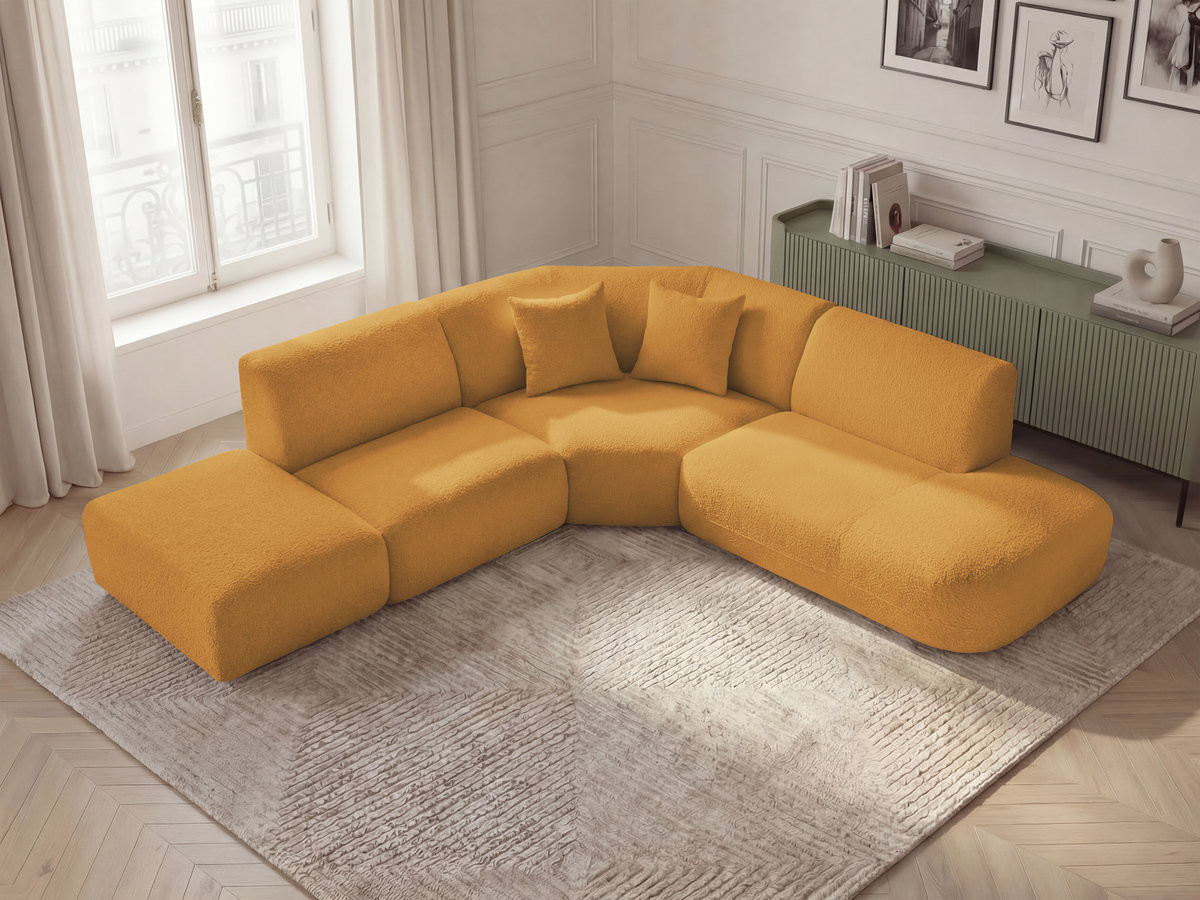 Bobochic Anda Ecksofa 279 × 264 cm Chenille Gelb Ecke rechts