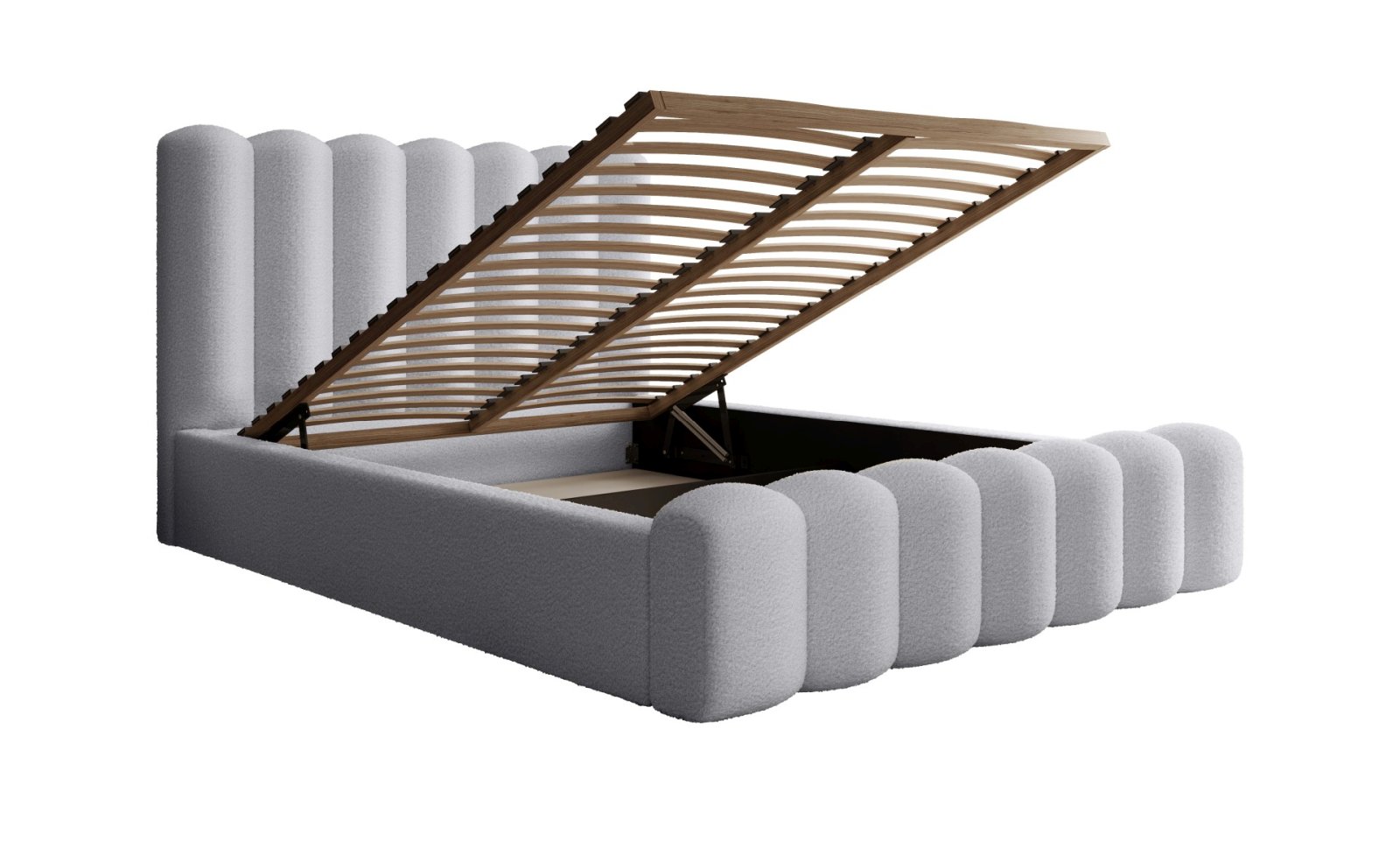Polsterbett Laro Boucle 140x200 mit Holzrahmen Euphoria 17 Dove