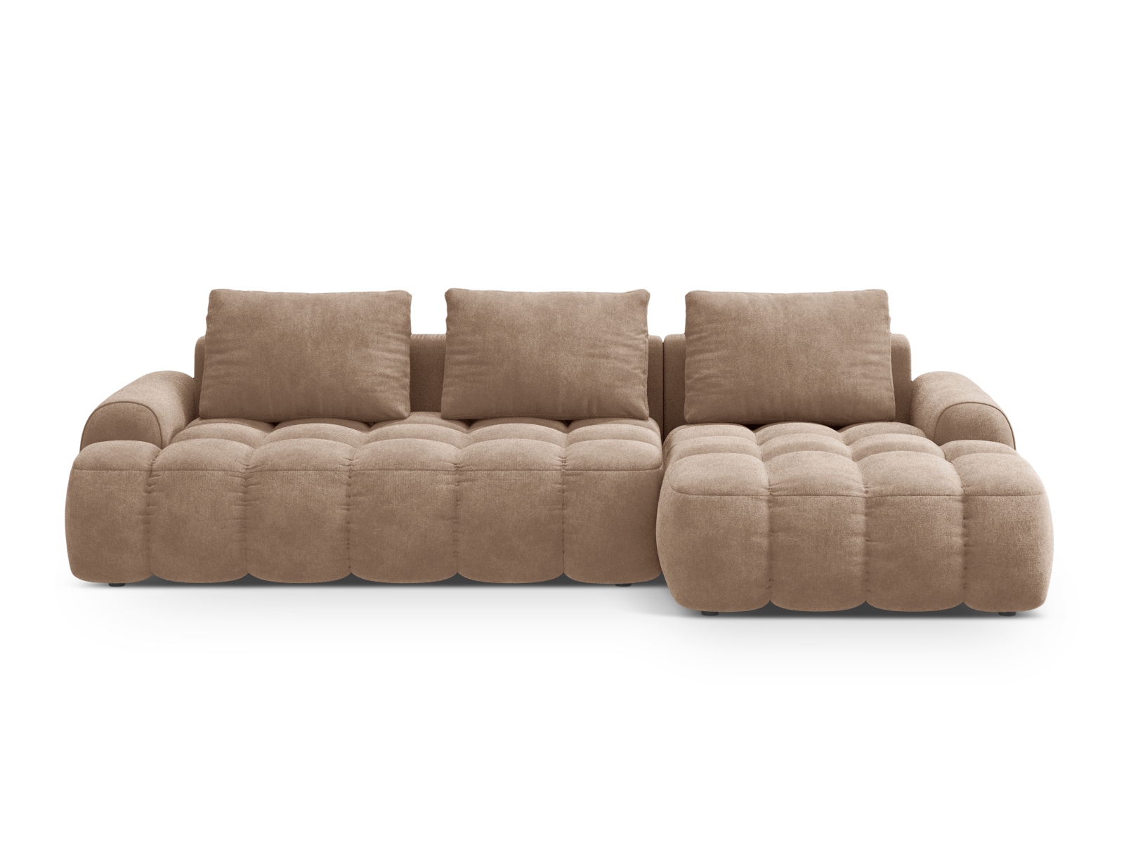 Cosmopolitan Design Ecksofa Linz 3-Sitzer mit Schlaffunktion Samt Vogue Dunkelbeige Rechts