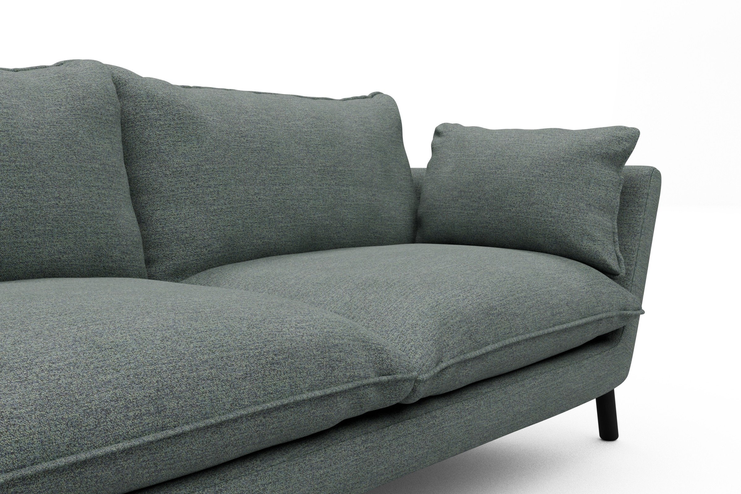 Sofa Emil Soft 2-Sitzer Beinfarbe Eiche Schwarz Boucle Carreno 770-Cielo-Blue