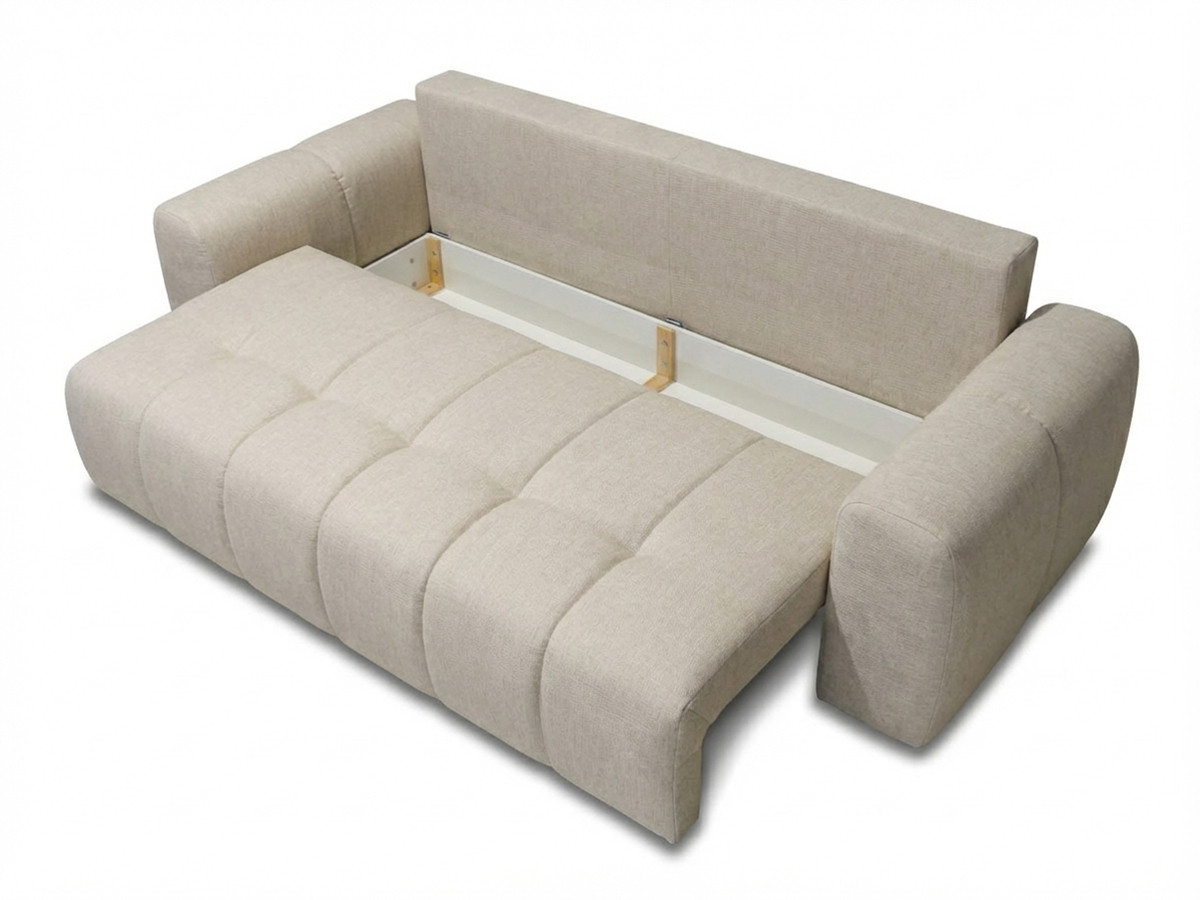 Bobochic Roxelane Schlafsofa 3-Sitzer mit Bettkasten Melange-Stoff Beige