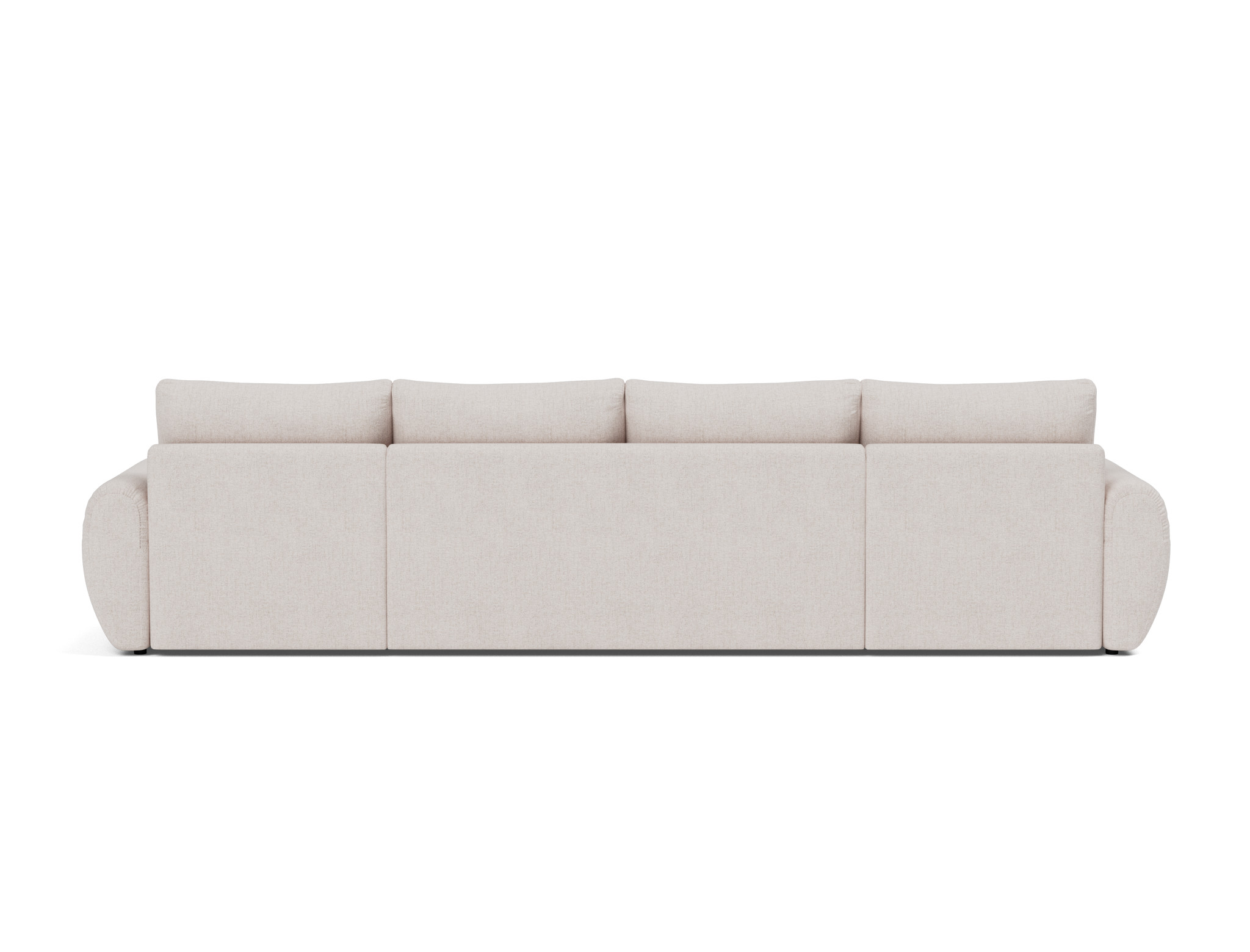 Schlafsofa Norum U-Form mit Curve-Armlehnen Strukturierter Stoff Weda 300-Weda-Sand