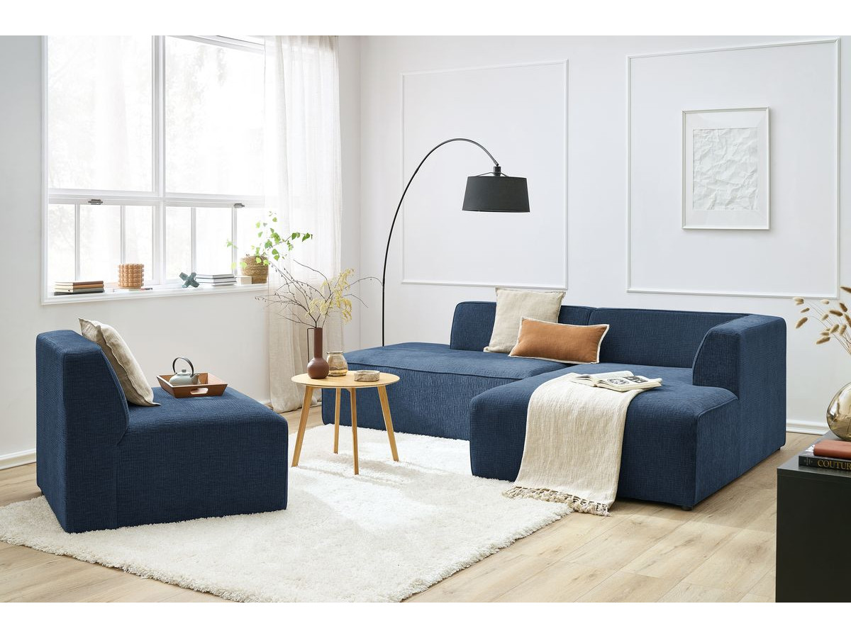 Bobochic Megeve Ecksofa Strukturstoff Dunkelblau Ecke rechts