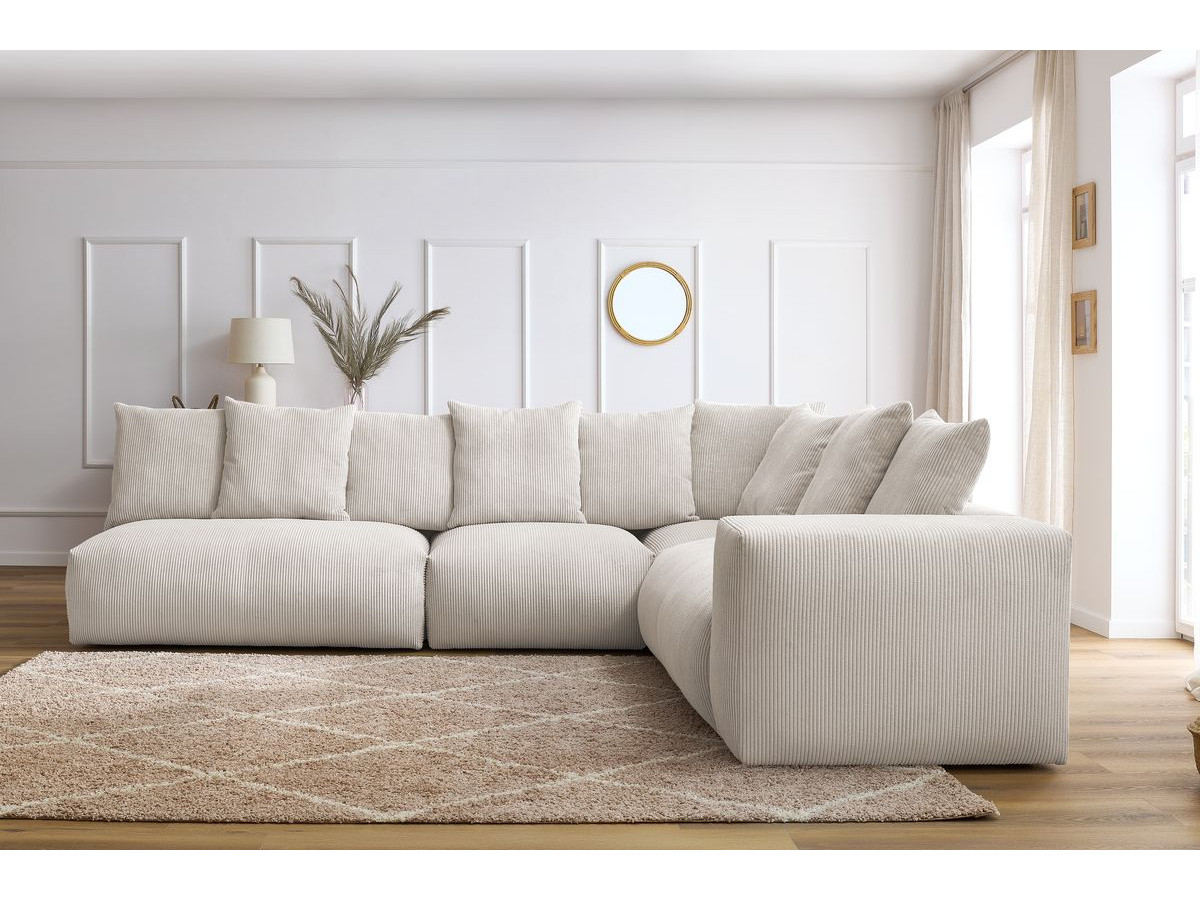 Bobochic Voltaire Ecksofa 322 × 268 cm Cordsamt Beige Ecke rechts