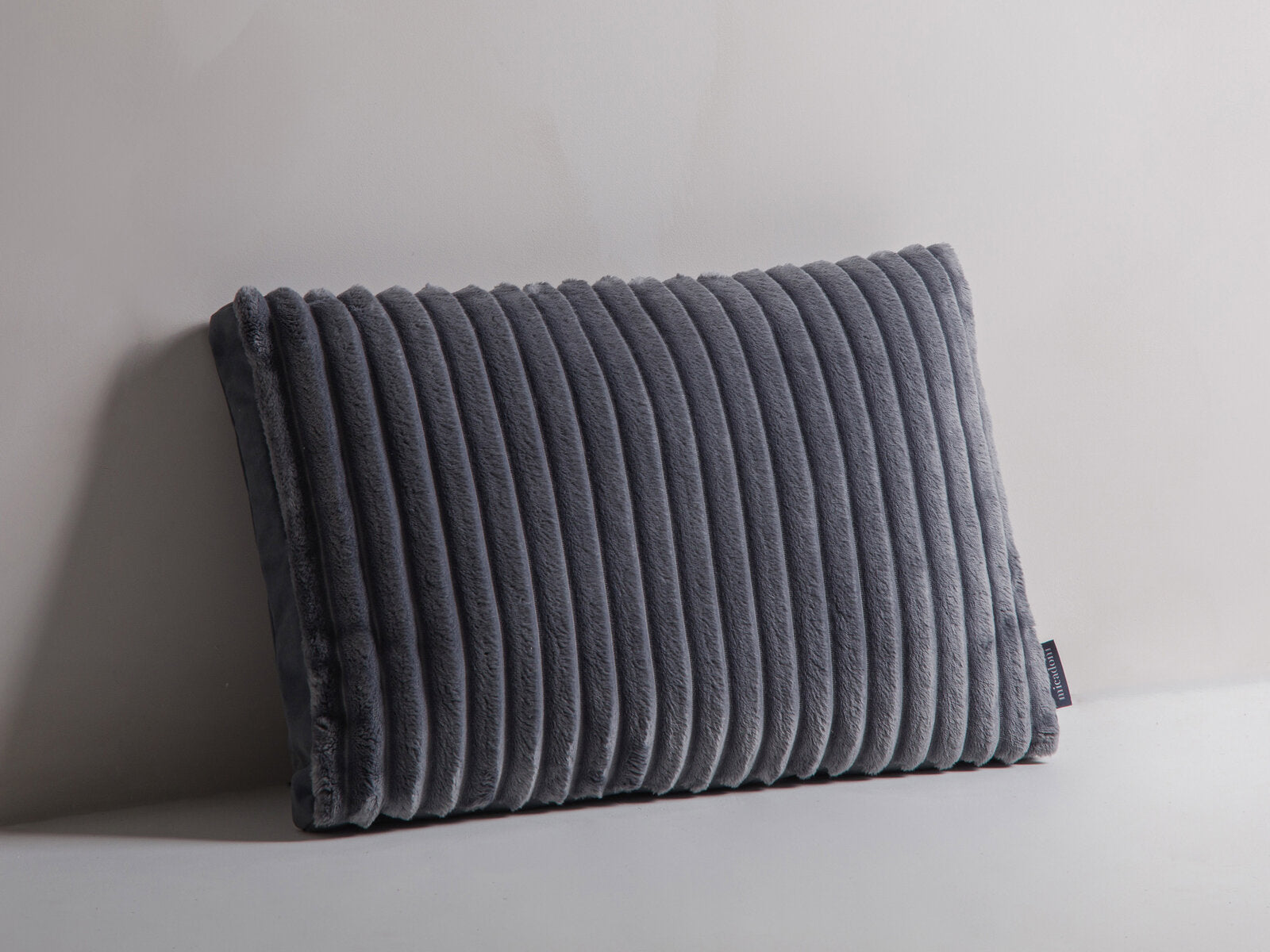 Micadoni Kissen Stripy Kord, Samt Grau, Grau