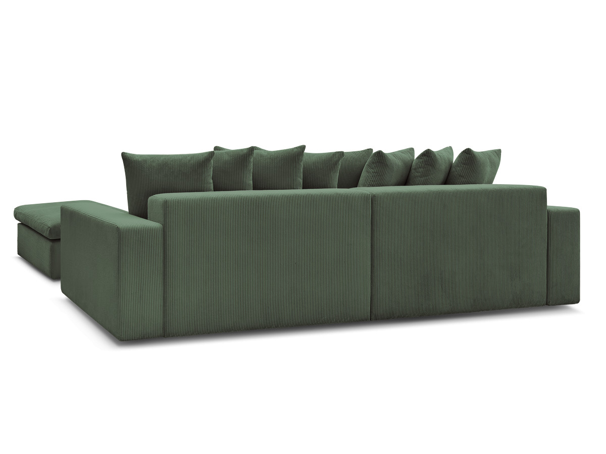 Bobochic Enore Ecksofa mit Pouf Cordsamt Dunkelgrün Ecke rechts
