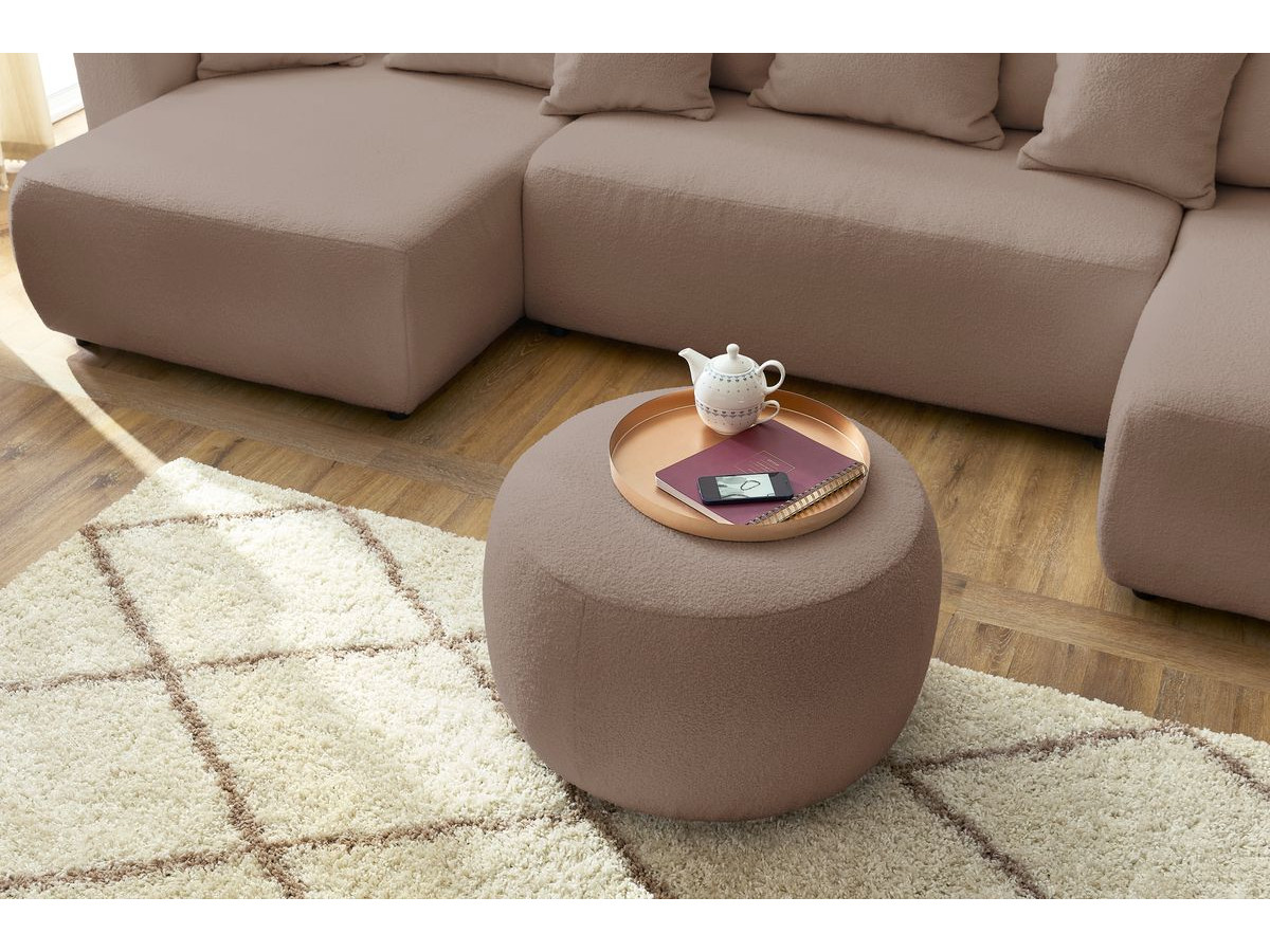 Bobochic Envy Wohnlandschaft mit rundem Pouf Bouclé-Stoff Braun