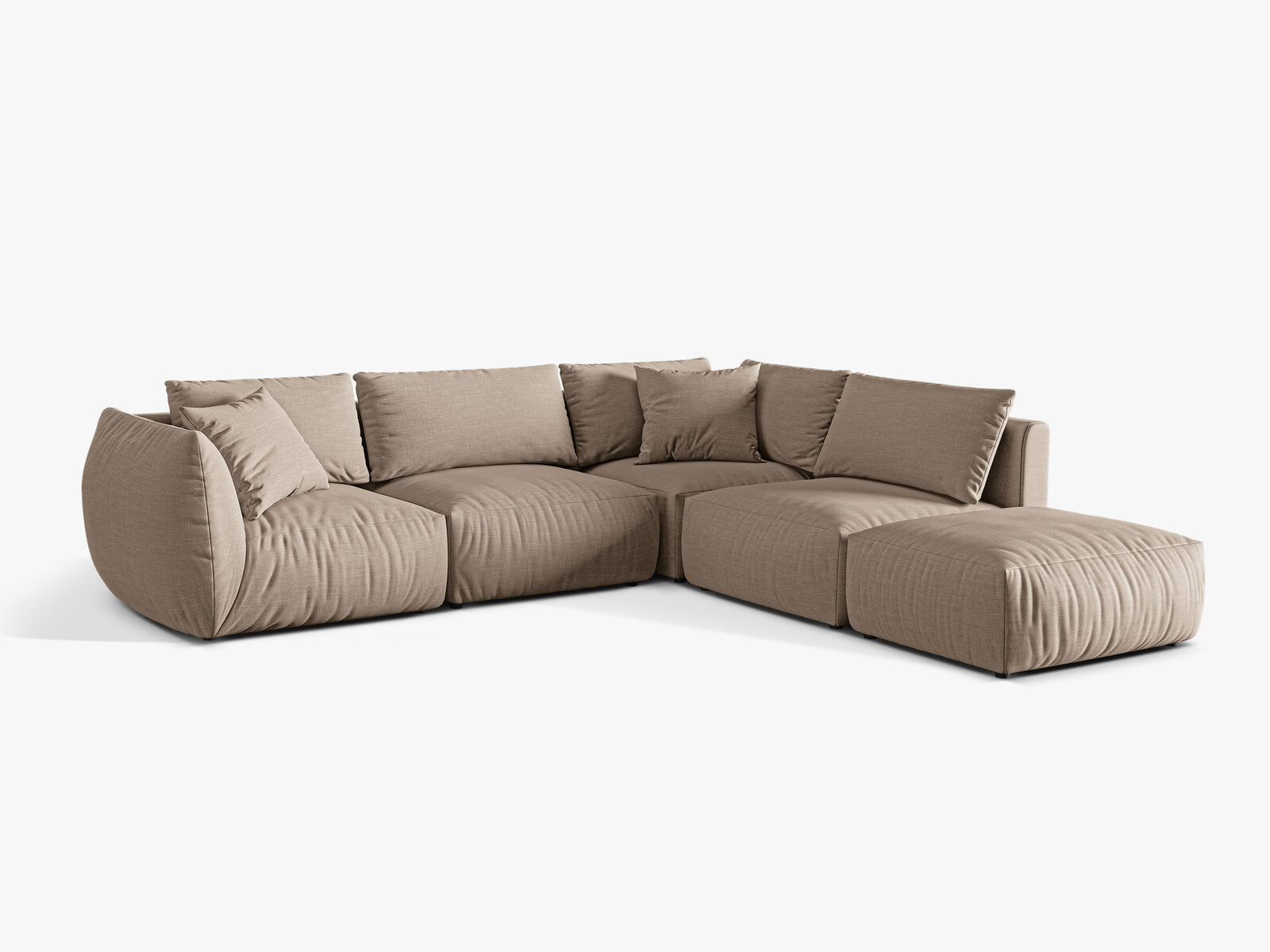 Micadoni Modulares Ecksofa Chris 4-Sitzer Rechts Strukturierter Stoff Sand