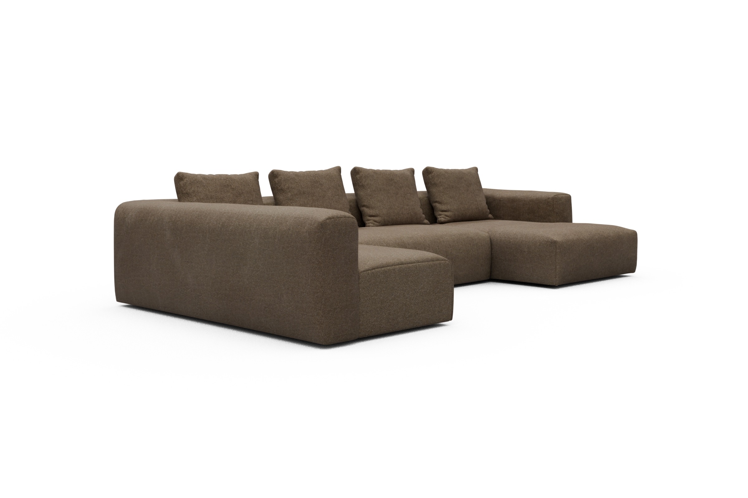 Wohnlandschaft Fred Chaiselongue rechts mit 2-Sitzer und lange Armlehne links Aivi-Khaki-Brown