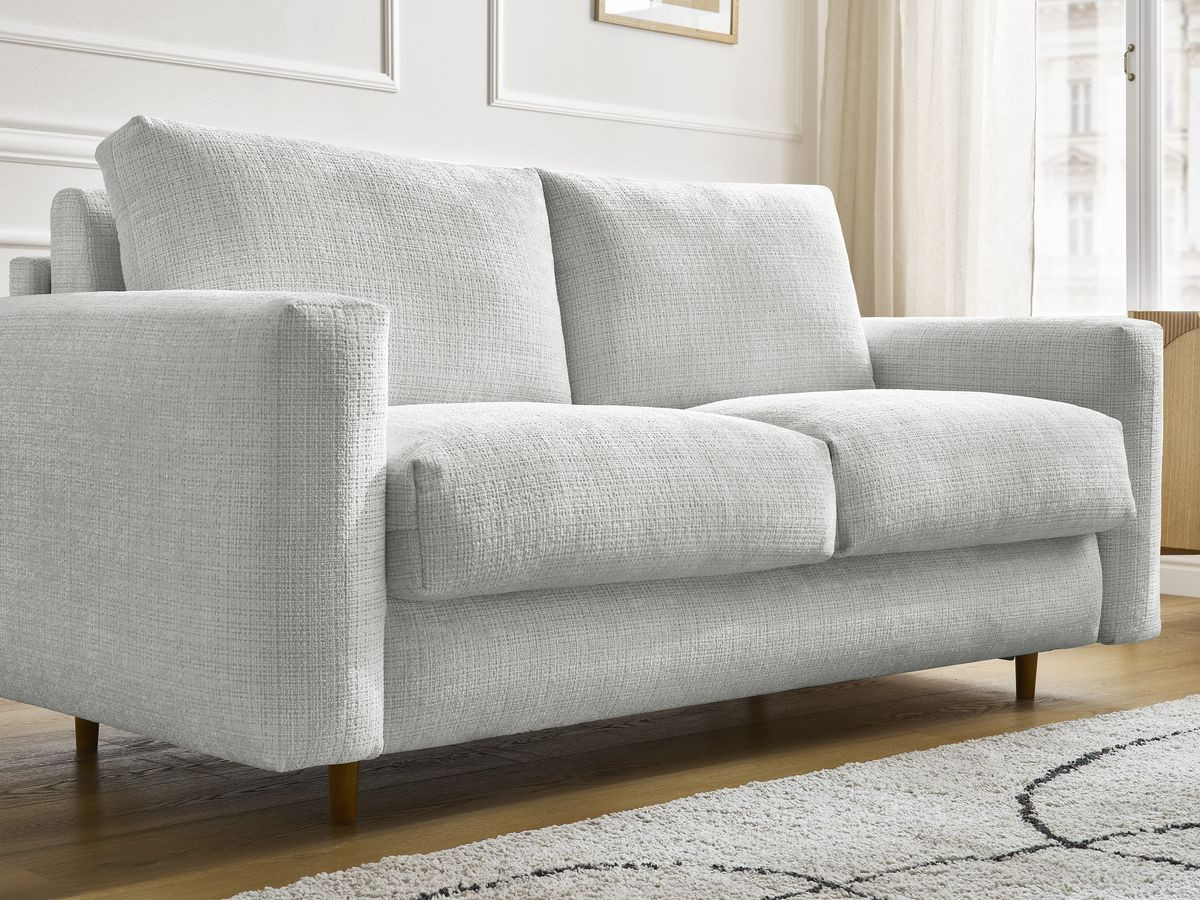 Bobochic Cocoone Schlafsofa 3-Sitzer Strukturstoff Hellgrau, Liegefläche 160 × 200 cm
