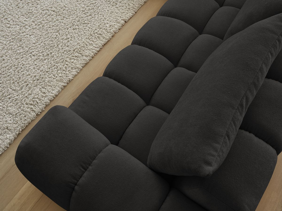 Bobochic Everest Ecksofa, 4 Kissen Strukturstoff Schwarz Ecke links