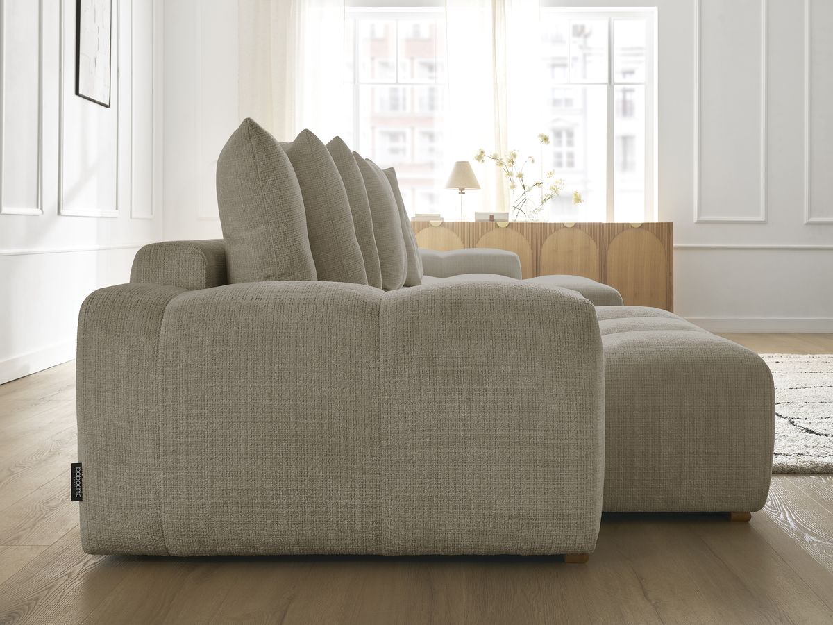 Bobochic Anakin Wohnlandschaft, 10 Kissen Strukturstoff Taupe