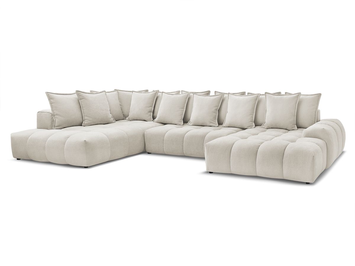 Bobochic Everest Wohnlandschaft, 14 Kissen Strukturstoff Beige Ecke rechts