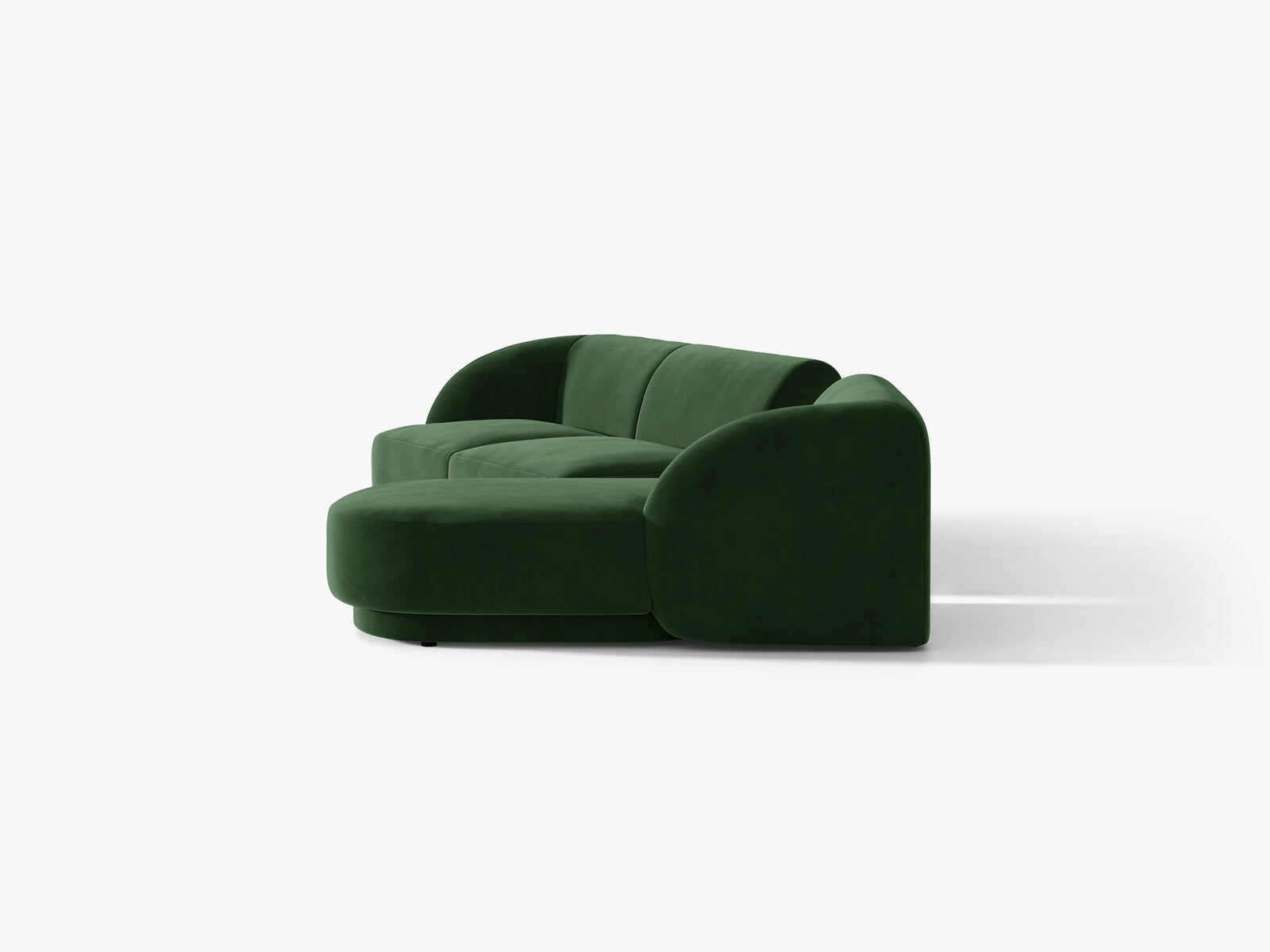 Micadoni Modulares Sofa Miley mit Recamiere 3-Sitzer Rechts Samt Venus Flaschengrün