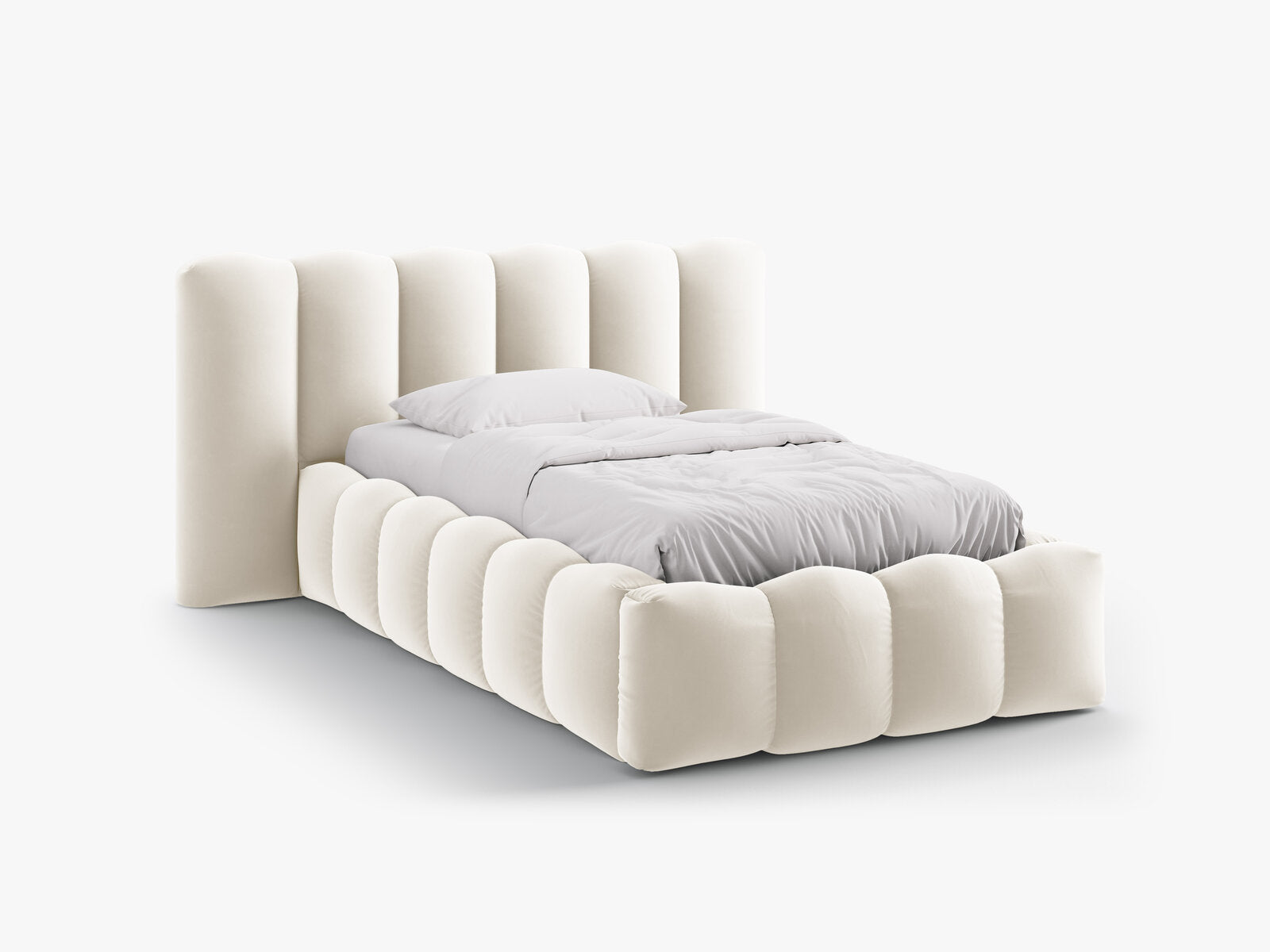 Micadoni Stauraumbett mit Kopfteil Lupine Samt Paris Beige
