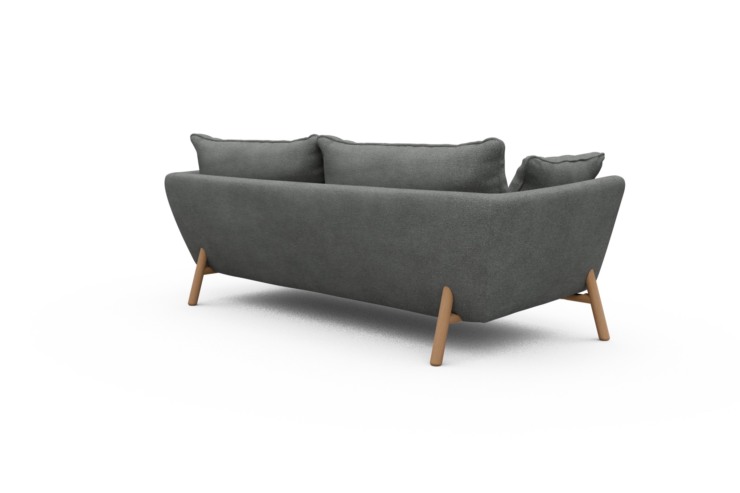 Sofa Emil PREMIUM 3-Sitzer Beinfarbe Eiche Natur Boucle-Ash-Grey