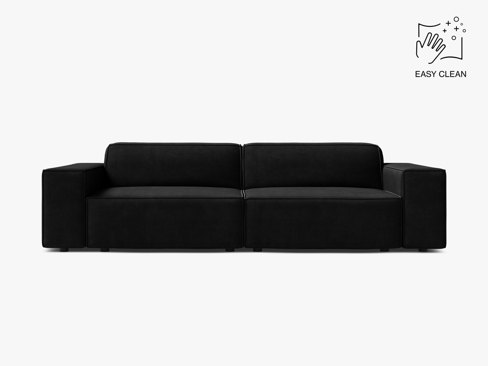 Micadoni 3-Sitzer Sofa Jodie Samt Venus Schwarz