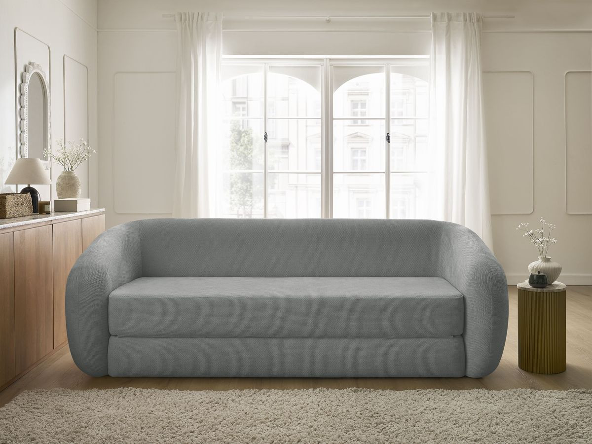 Bobochic Neyo Schlafsofa 3-Sitzer Stoff Dunkelgrau