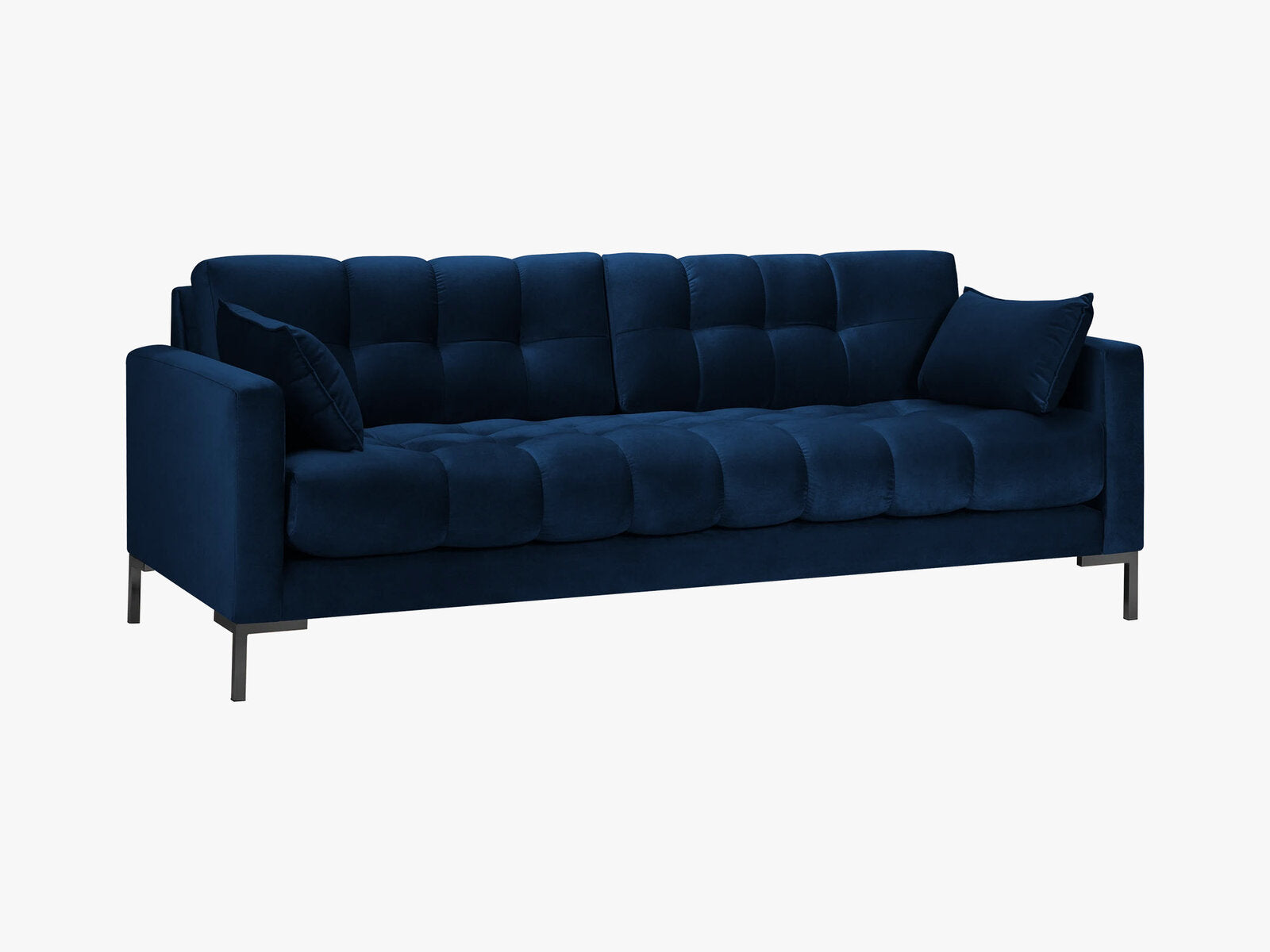 Micadoni Sofa Mamaia 3-Sitzer Samt Bluvel Königsblau schwarze Beine