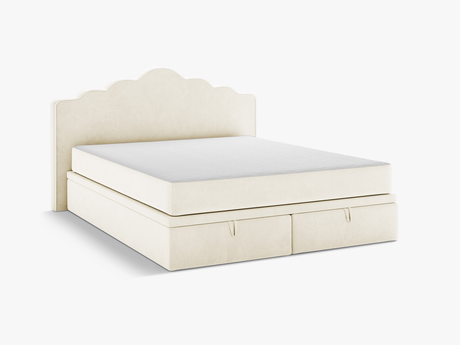 Micadoni Dream Boxspringbett mit Bettkasten und Kopfteil Samt Magic Velvet Elfenbein 140x200