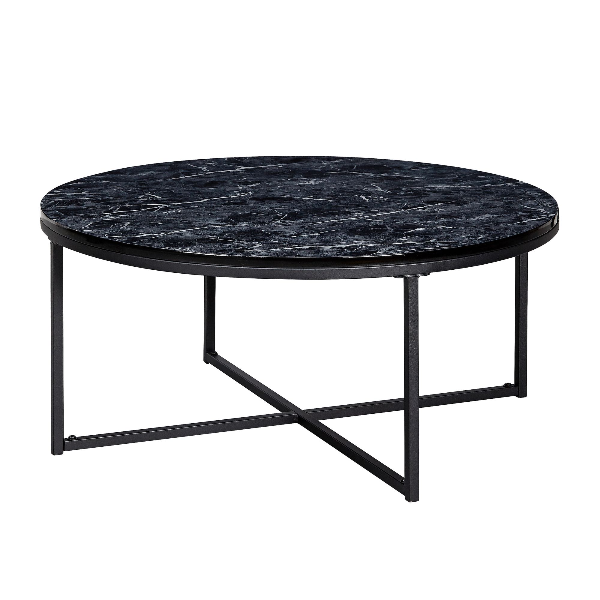 Couchtisch Fosna Marmoroptik Schwarz Ø 80 cm