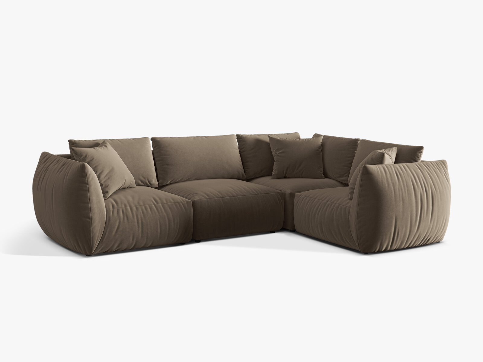 Micadoni Ecksofa Chris 4-Sitzer Rechts Samt Hellbraun