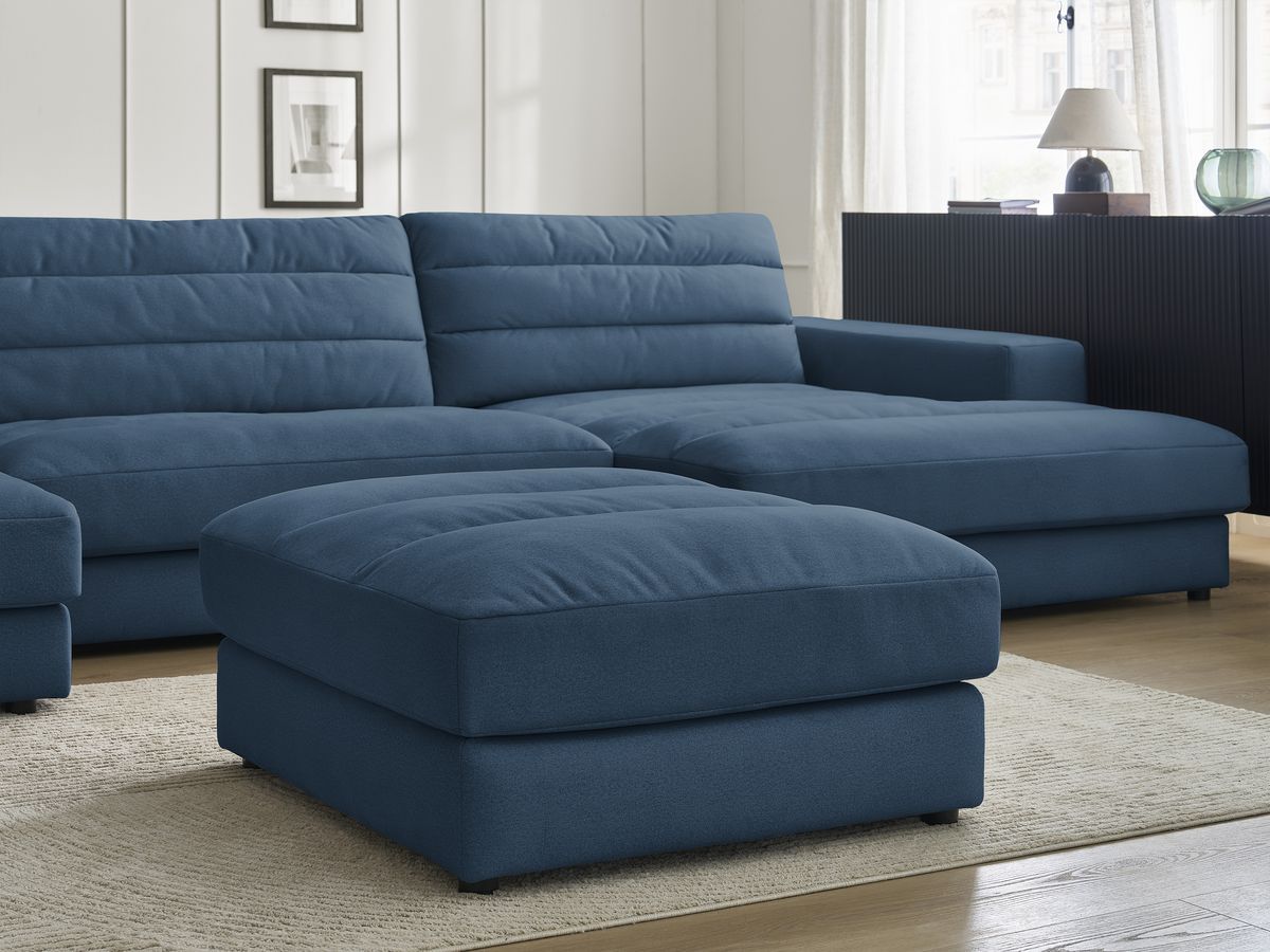 Bobochic Sierra Wohnlandschaft mit Pouf Samt Dunkelblau