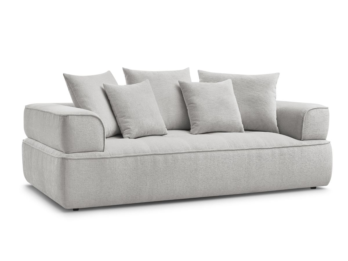 Bobochic Whesley Sofa 3-Sitzer Stoff Hellgrau