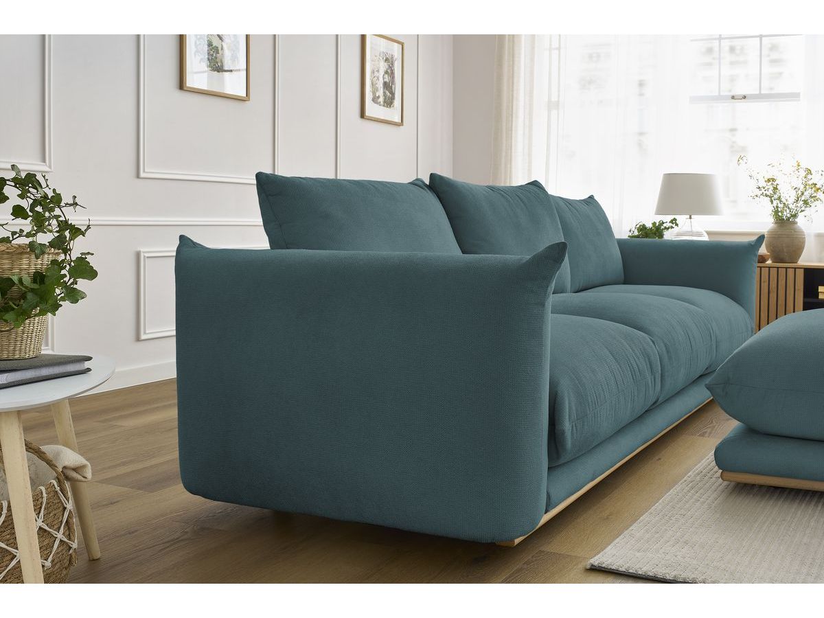 Bobochic Ernest Sofa 4-Sitzer mit Pouf Stoff Dunkelblau